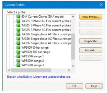 List of standard probe definitions in PicoScope